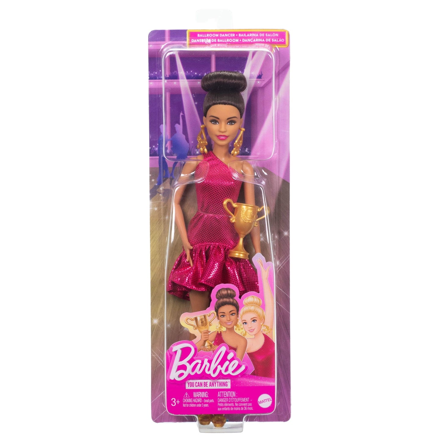 Barbie Ballroom Dancer Fashion Doll with Brown Styled Hair, Dancing Trophy Accessory