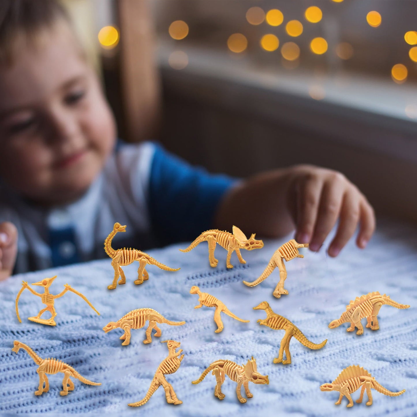 RUIG 12 Pcs Dinosaur Fossil Skeletons Figures - Mini Dinosaur Figurines for Toddler Kids - Dino Bones Cake Topper Party Favors, Ideal Gift for 3 4 5 6 Boys Girls