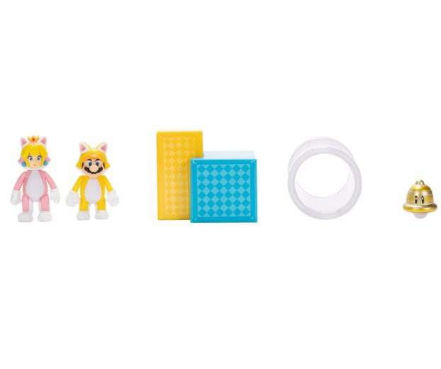 World of Nintendo Super Mario 3D World Diorama Set (Cat Mario, Cat Peach, Super Ball & More)