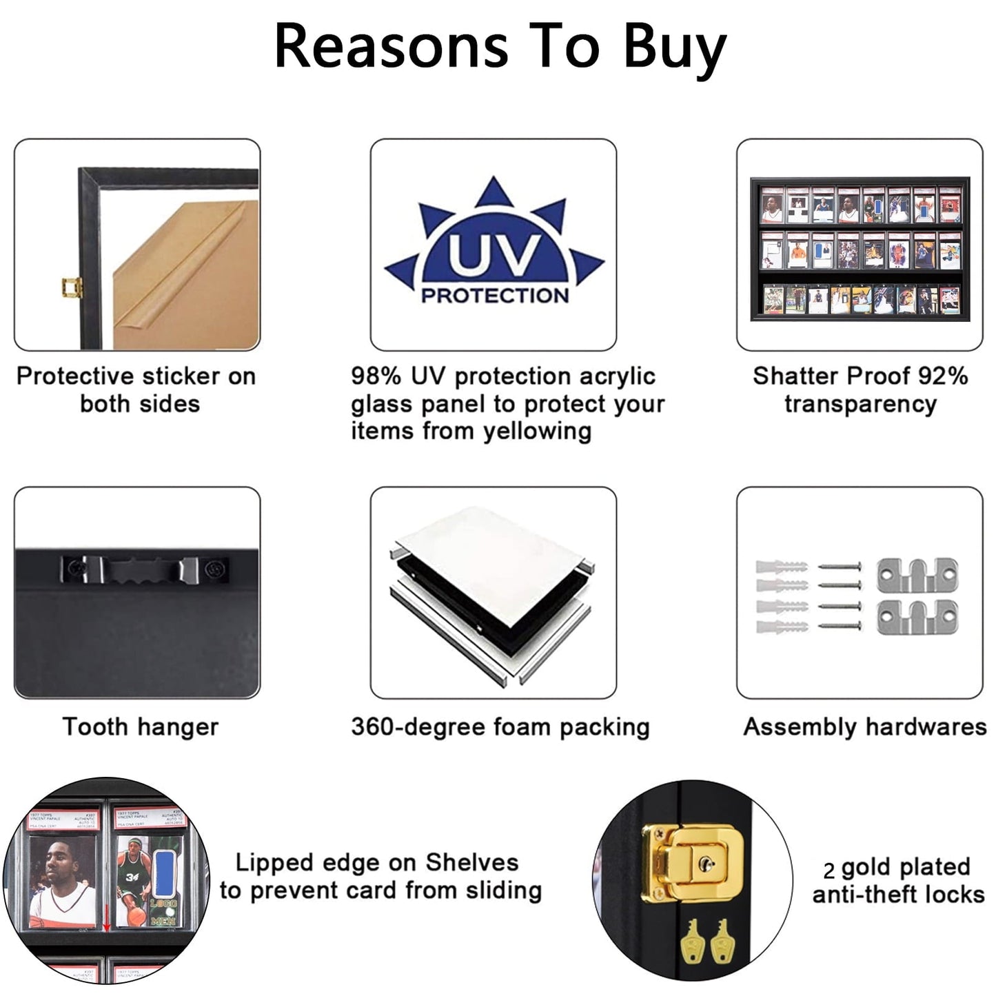 Wall Mount Display Case with UV Protection Acrylic Door, 22.1" H x 24.8" L x 2.1"