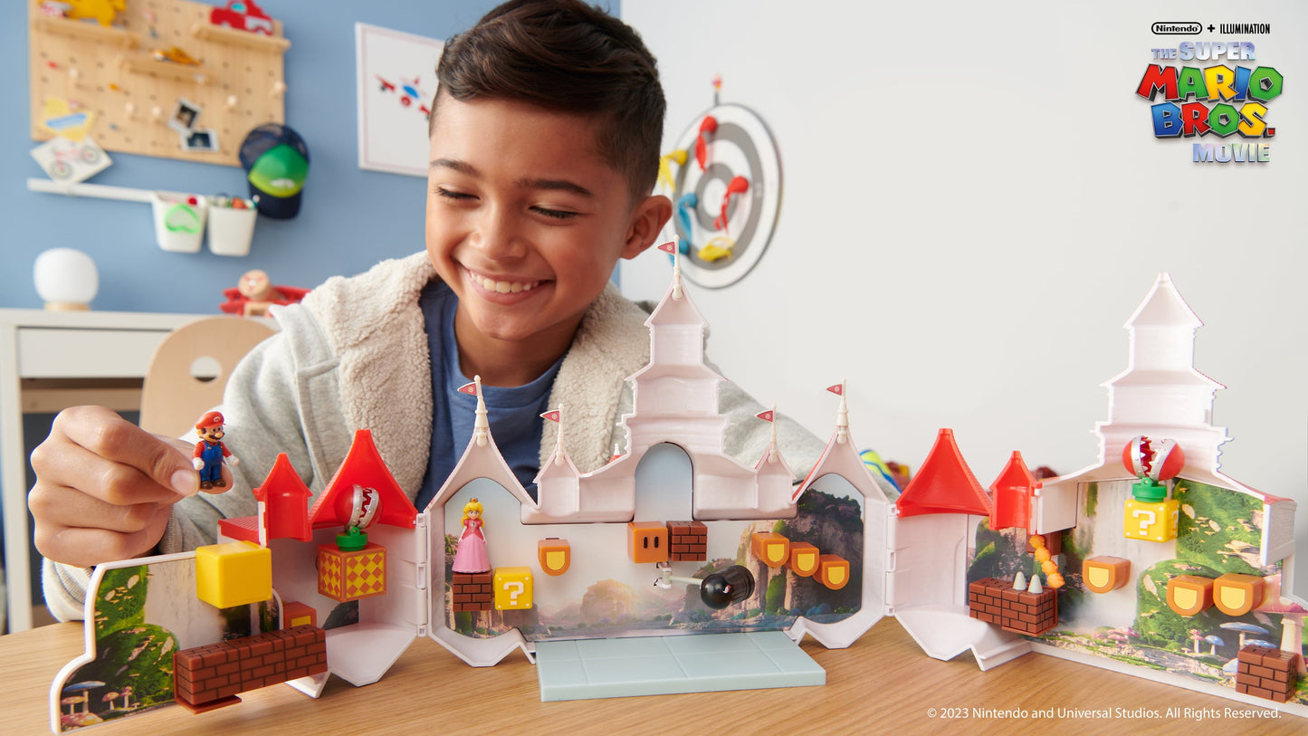 The Super Mario Bros. Movie Mushroom Kingdom Castle Playset with Mini Mario and Peach Action Figures