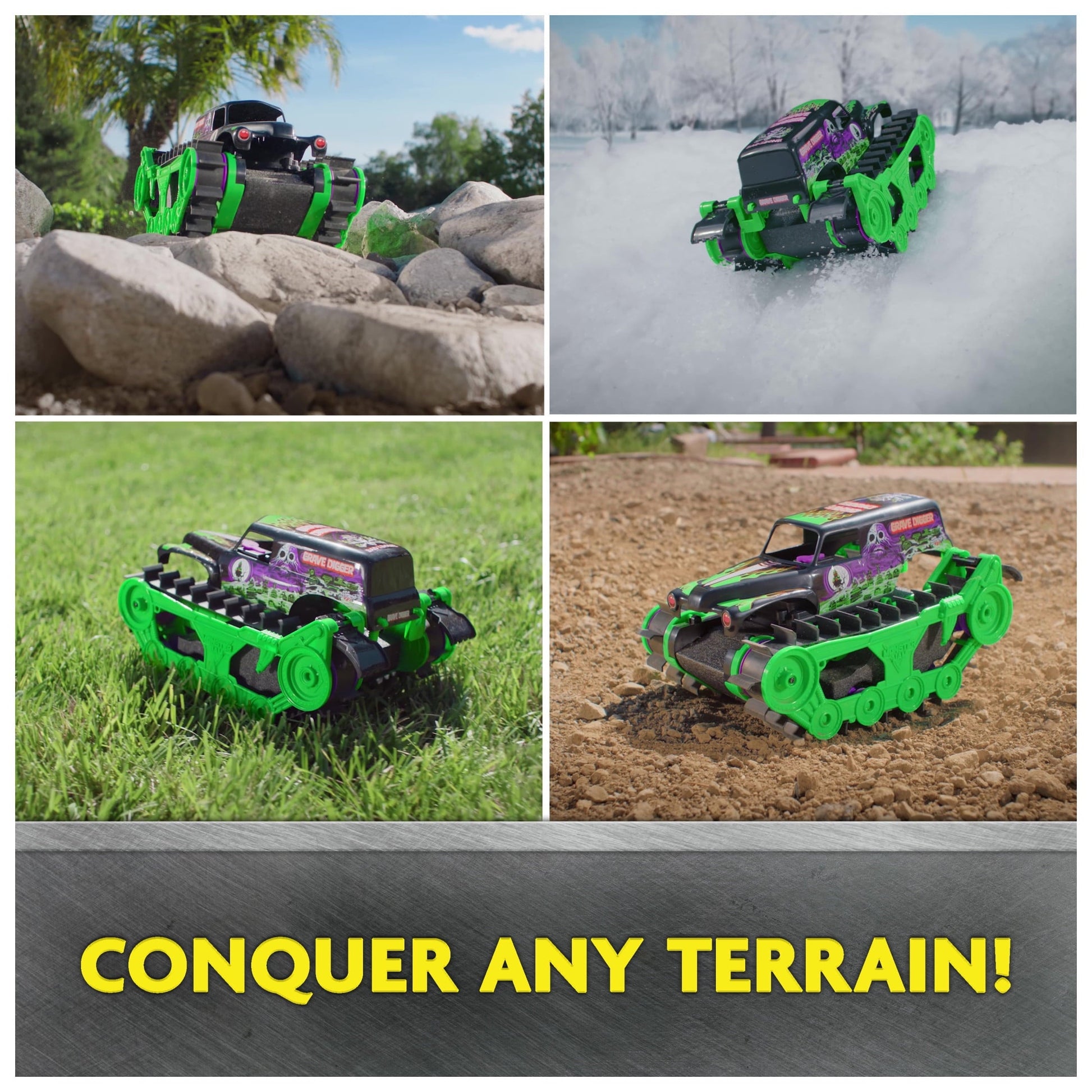 Open Box Monster Jam, Grave Digger Trax All-Terrain Remote Control Outdoor Vehicle, 1:15 Scale