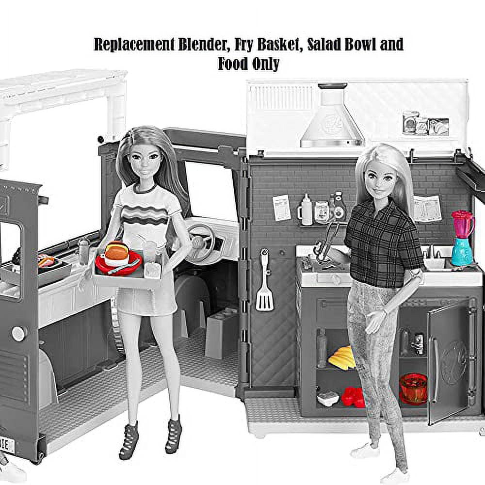 Replacement Parts for Fresh 'N Fun Food Truck Barbie Doll Playset - Gmw07 ~ Replacement Blender, Fry Basket, Salad Bowl And Food