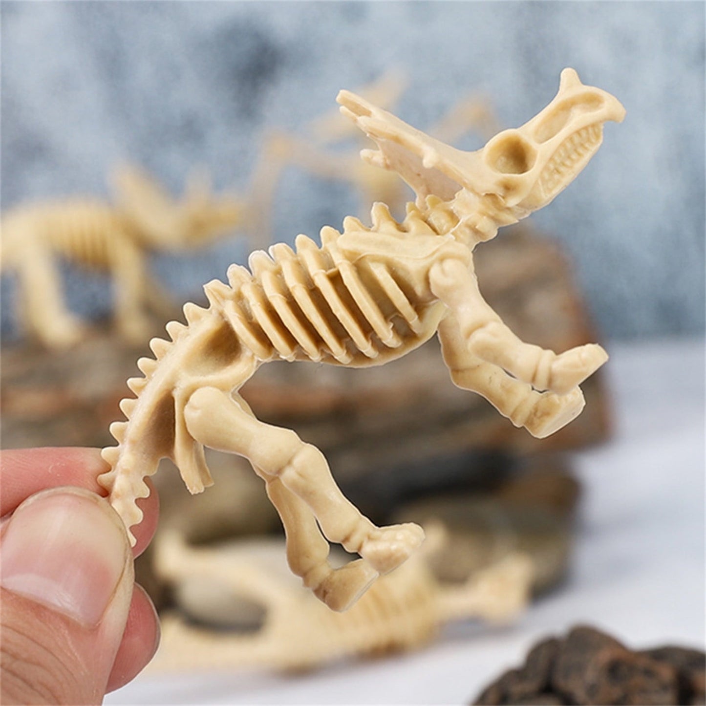 RUIG 12 Pcs Dinosaur Fossil Skeletons Figures - Mini Dinosaur Figurines for Toddler Kids - Dino Bones Cake Topper Party Favors, Ideal Gift for 3 4 5 6 Boys Girls