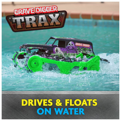 Open Box Monster Jam, Grave Digger Trax All-Terrain Remote Control Outdoor Vehicle, 1:15 Scale