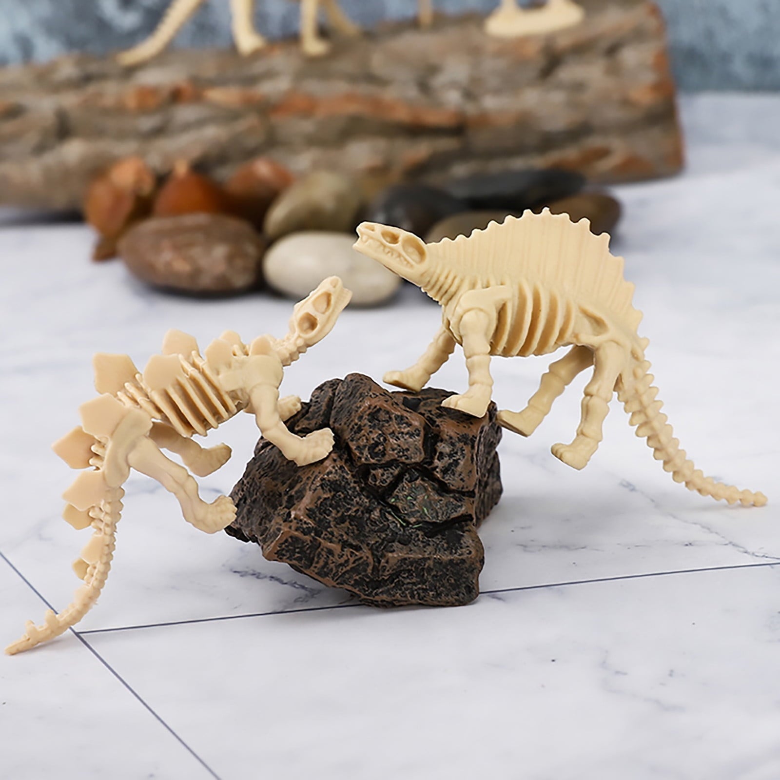 RUIG 12 Pcs Dinosaur Fossil Skeletons Figures - Mini Dinosaur Figurines for Toddler Kids - Dino Bones Cake Topper Party Favors, Ideal Gift for 3 4 5 6 Boys Girls