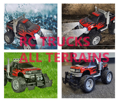 Remote Control Big Wheel Beast Monster Truck Pickup Toy Vehicle 1:16 Scale with Headlights RC Off Road Truck Toy Gift for Boys Kids