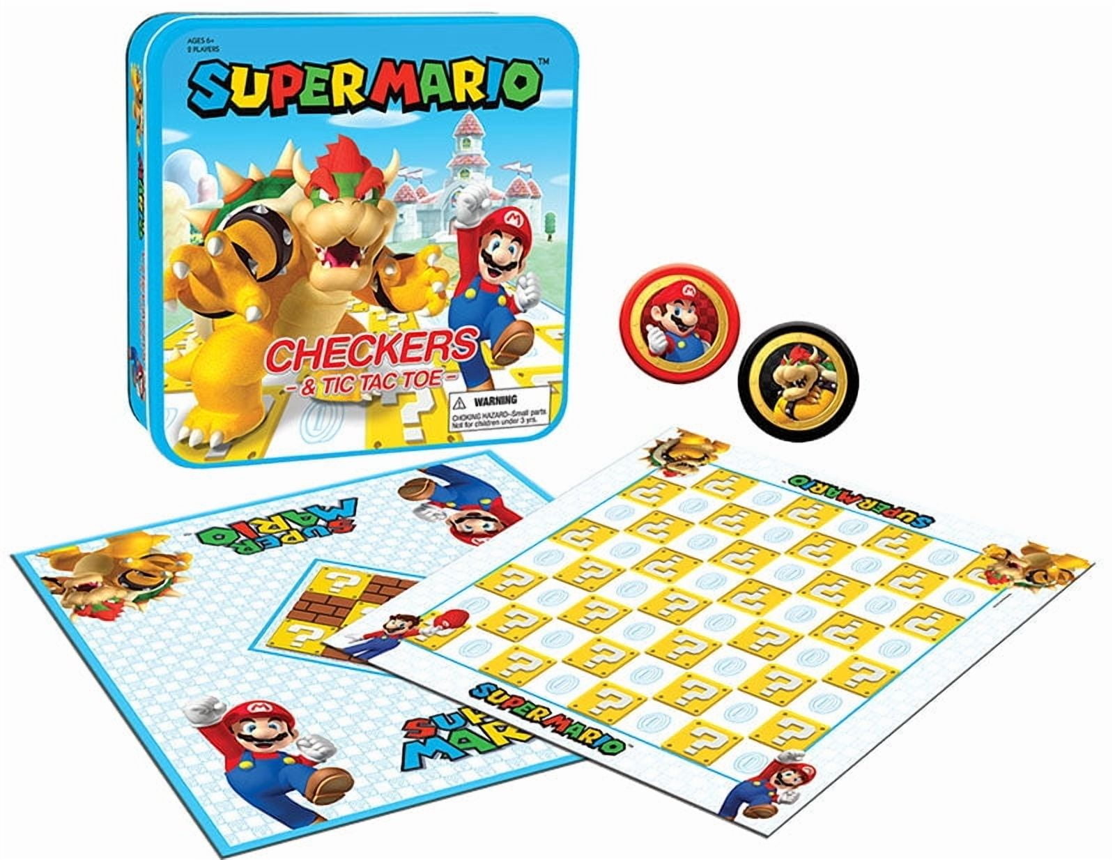 Super Mario™ vs Bowser Checkers & Tic Tac Toe Board Game, by Usaopoly