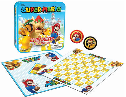 Super Mario™ vs Bowser Checkers & Tic Tac Toe Board Game, by Usaopoly