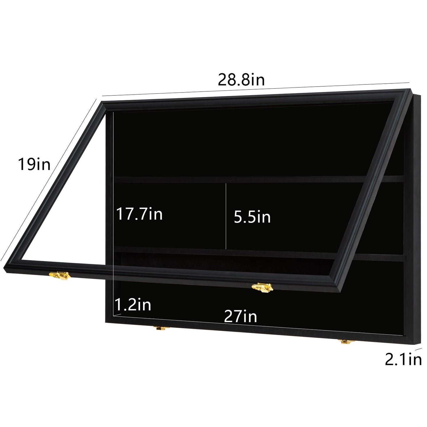 Wall Mount Display Case with UV Protection Acrylic Door, 22.1" H x 24.8" L x 2.1"
