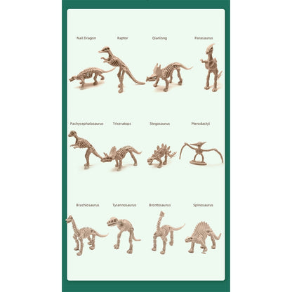 RUIG 12 Pcs Dinosaur Fossil Skeletons Figures - Mini Dinosaur Figurines for Toddler Kids - Dino Bones Cake Topper Party Favors, Ideal Gift for 3 4 5 6 Boys Girls