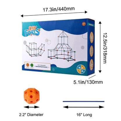 VEVOR Fort Building Kit for Kids, 180PCS STEM Building Toys, Educational Gift for 4 5 6 7 8+ Year Old Boys & Girls, Indoor Outdoor Play Tent Builder Set Construction Toys with 120 Rods and 60 Balls