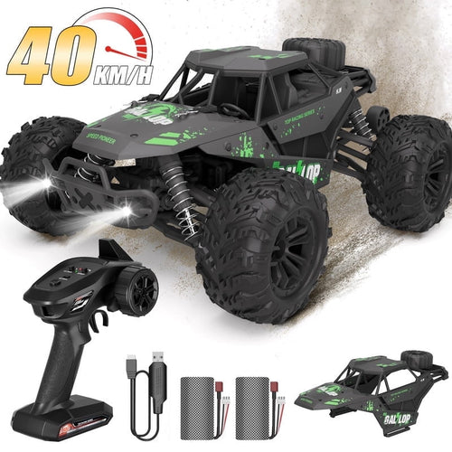 Yexmas 1:16 Scale Fast Large RC Car,40+KM/H All Terrain High Speed Remote Control Car, 4x4 RC Monster Truck with 60 Min Runtime,2 Batteries,Gifts Toys for Kids & Adults,Black