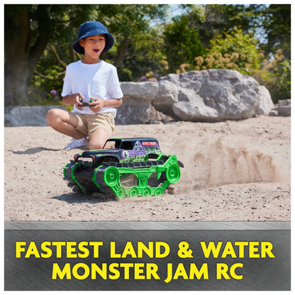 Open Box Monster Jam, Grave Digger Trax All-Terrain Remote Control Outdoor Vehicle, 1:15 Scale