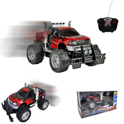 Remote Control Big Wheel Beast Monster Truck Pickup Toy Vehicle 1:16 Scale with Headlights RC Off Road Truck Toy Gift for Boys Kids