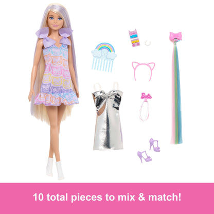 Barbie Fun & Fancy Doll & Accessories, Blonde Fashion Doll with Extra-Long Hair & 2 Looks
