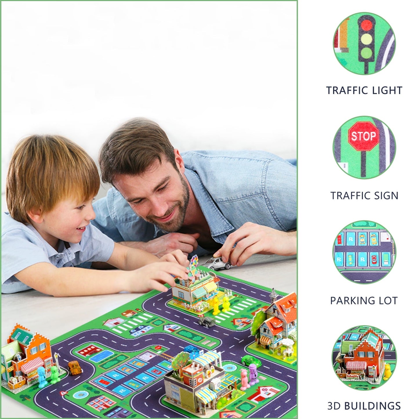 QiShi City Map Construction Building Sets with 6 Cartoon Character Toys, Preschool Educational Learning Toys for 6+ Year Old Kids Boys Girls Children