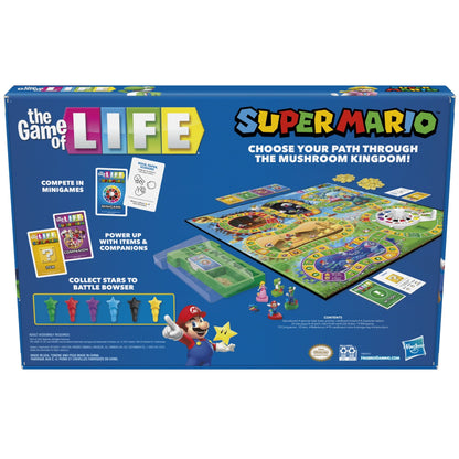 The Game of Life: Super Mario Edition Board Game, Kids Ages 8+, Play Minigames, Collect Stars