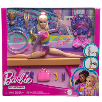 Barbie Gymnastics Playset with Blonde Fashion Doll, Balance Beam and Accessories, 3 Years & up