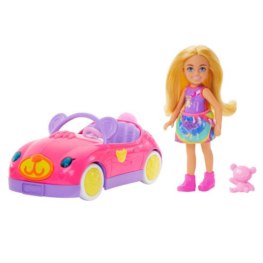 Barbie Chelsea Vehicle Set with Blonde Small Doll, Toy Car & Teddy Bear Accessory