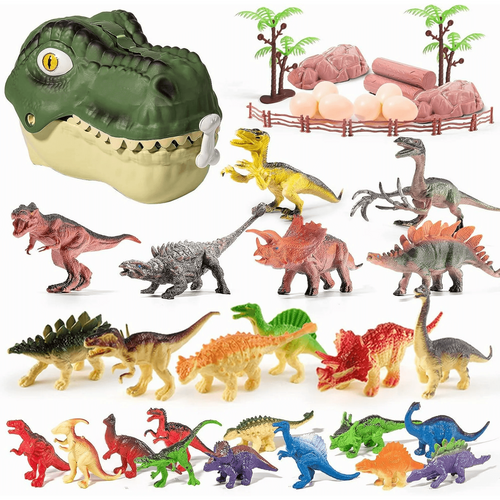Dinosaur Toys for Kids 3-8 | 46PCS Kids Dinosaur Toys Playset with Realistic Jurassic Dinosaurs, Trees, Eggs & Fence – Educational Dino Toys for Toddler Boys & Girls