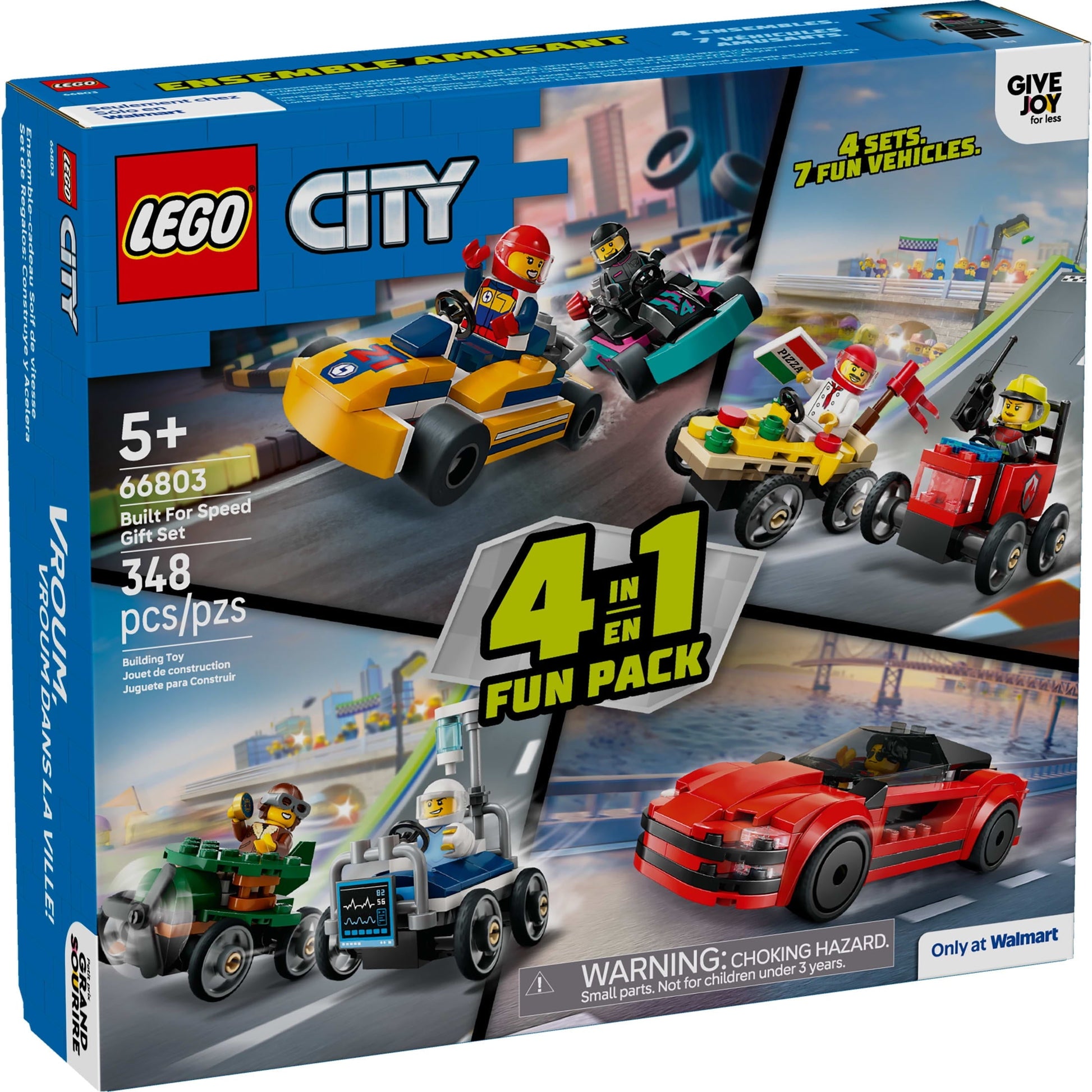 LEGO City Built For Speed Gift Set: Building Toy for Kids, Ages 5+ - 4 Sets in 1 Including 7 Minifigures and Vehicles - Gift for Christmas for Young Racing Fans - 66803