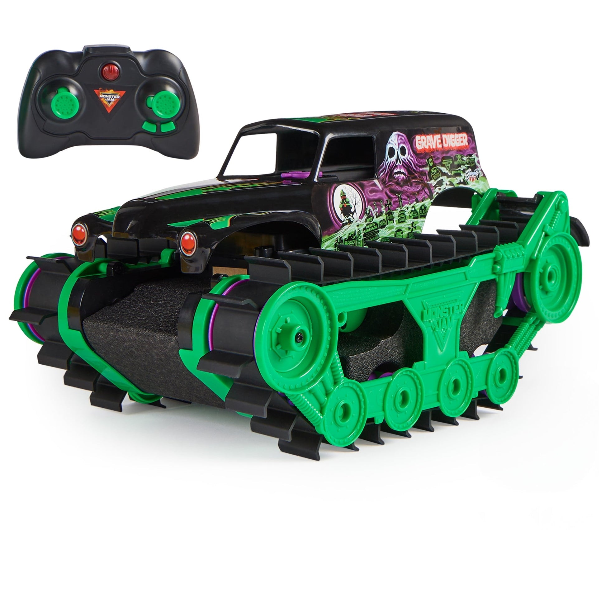 Open Box Monster Jam, Grave Digger Trax All-Terrain Remote Control Outdoor Vehicle, 1:15 Scale