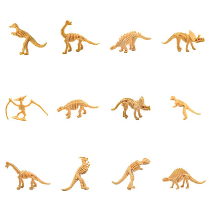 RUIG 12 Pcs Dinosaur Fossil Skeletons Figures - Mini Dinosaur Figurines for Toddler Kids - Dino Bones Cake Topper Party Favors, Ideal Gift for 3 4 5 6 Boys Girls