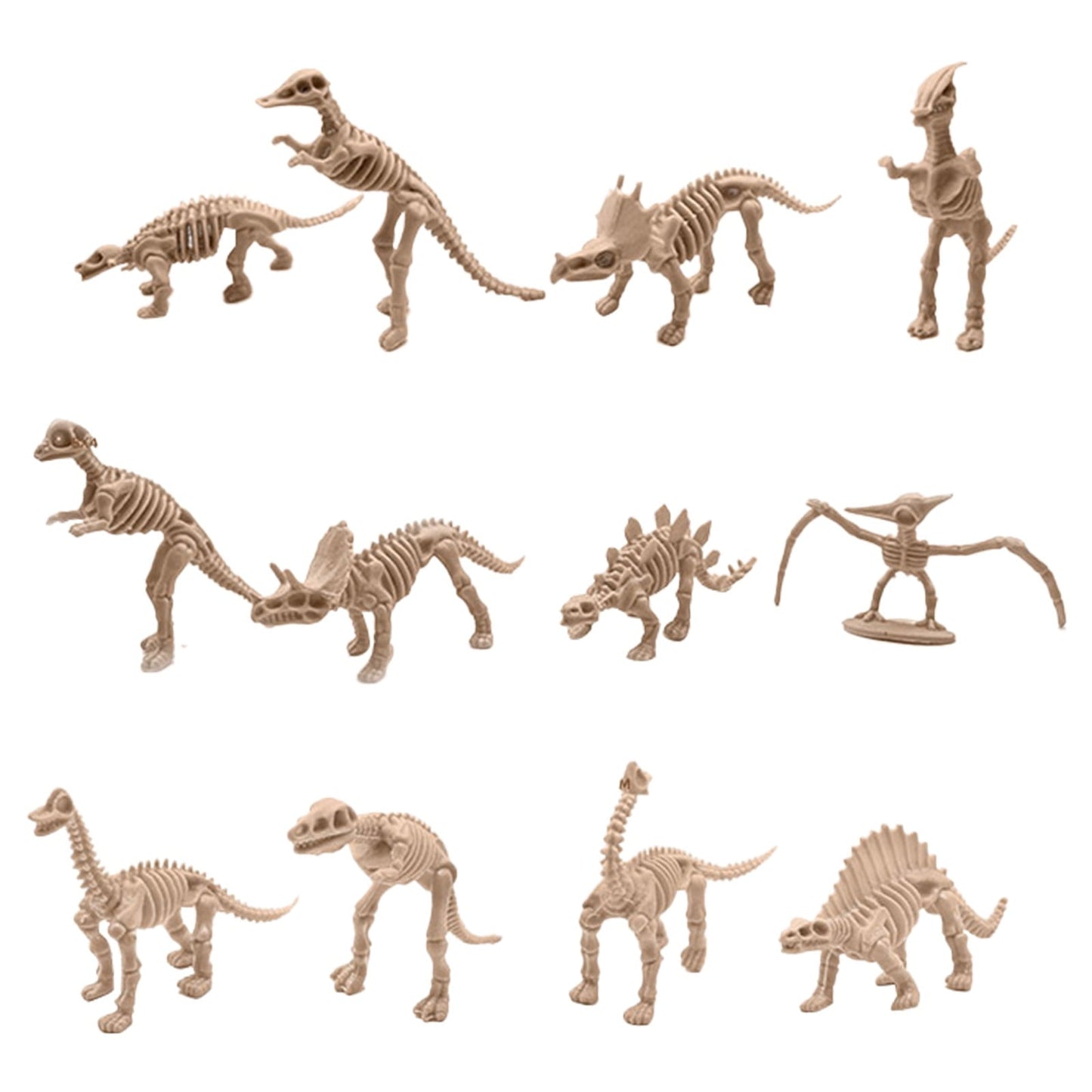 RUIG 12 Pcs Dinosaur Fossil Skeletons Figures - Mini Dinosaur Figurines for Toddler Kids - Dino Bones Cake Topper Party Favors, Ideal Gift for 3 4 5 6 Boys Girls