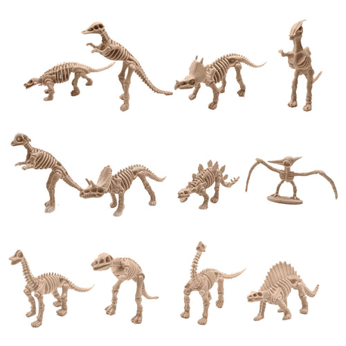RUIG 12 Pcs Dinosaur Fossil Skeletons Figures - Mini Dinosaur Figurines for Toddler Kids - Dino Bones Cake Topper Party Favors, Ideal Gift for 3 4 5 6 Boys Girls