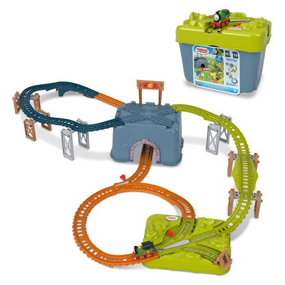 Thomas & Friends Toy Train Track Set, Percy’s Connect & Build Track Bucket, 28 Pieces, Percy Engine