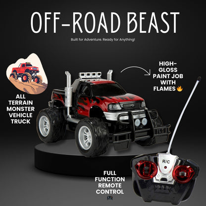 Remote Control Big Wheel Beast Monster Truck Pickup Toy Vehicle 1:16 Scale with Headlights RC Off Road Truck Toy Gift for Boys Kids
