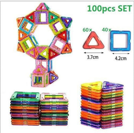 Topboutique 100pcs Magnetic Blocks Set - Building Construction Kit Educational Toys For Your Kids (Stronger Magnets)