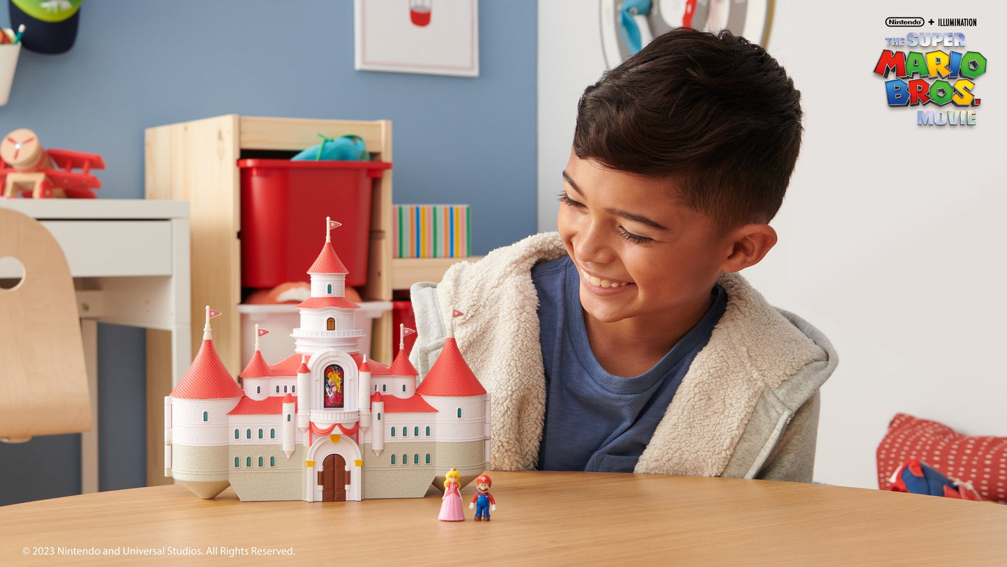 The Super Mario Bros. Movie Mushroom Kingdom Castle Playset with Mini Mario and Peach Action Figures