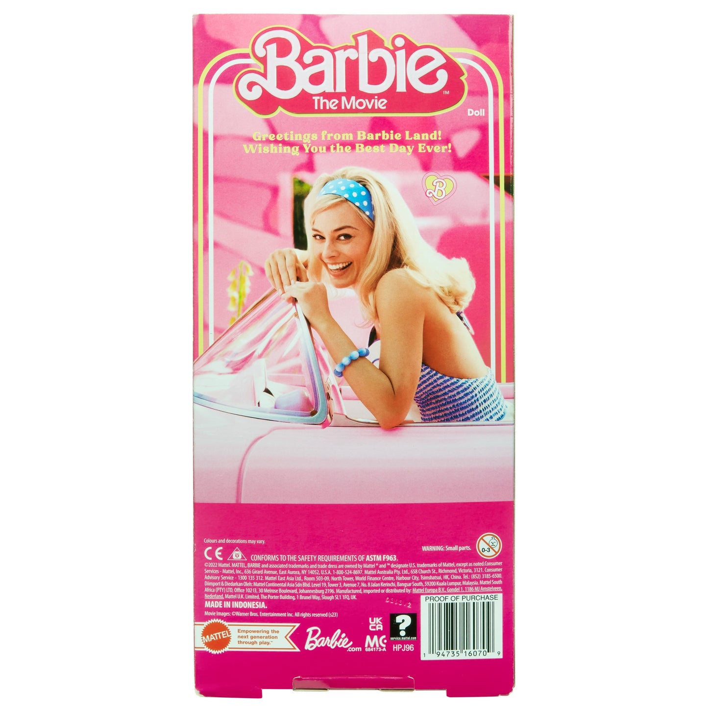 Barbie The Movie Collectible Doll, Margot Robbie as Barbie in Pink Gingham Dress, Toy for 3 Years and Up