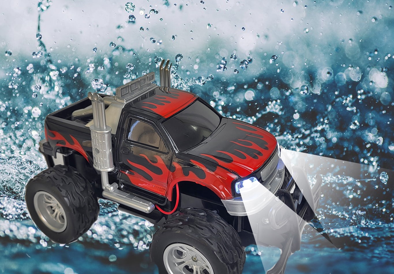 Remote Control Big Wheel Beast Monster Truck Pickup Toy Vehicle 1:16 Scale with Headlights RC Off Road Truck Toy Gift for Boys Kids