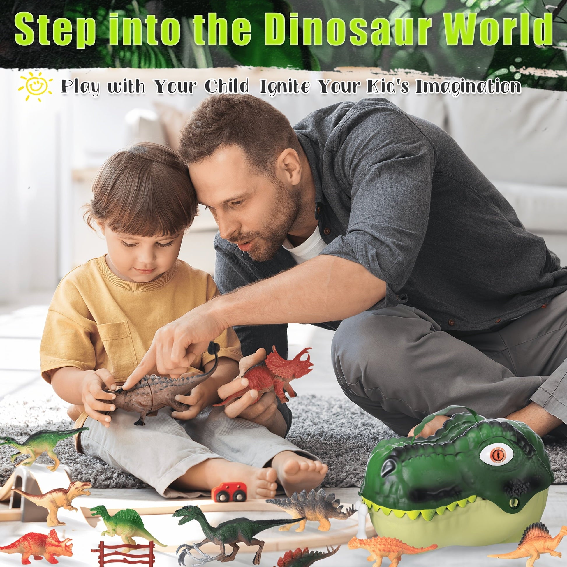 Dinosaur Toys for Kids 3-8 | 46PCS Kids Dinosaur Toys Playset with Realistic Jurassic Dinosaurs, Trees, Eggs & Fence – Educational Dino Toys for Toddler Boys & Girls
