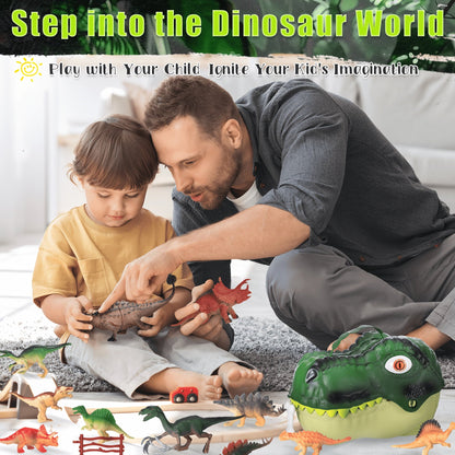 Dinosaur Toys for Kids 3-8 | 46PCS Kids Dinosaur Toys Playset with Realistic Jurassic Dinosaurs, Trees, Eggs & Fence – Educational Dino Toys for Toddler Boys & Girls