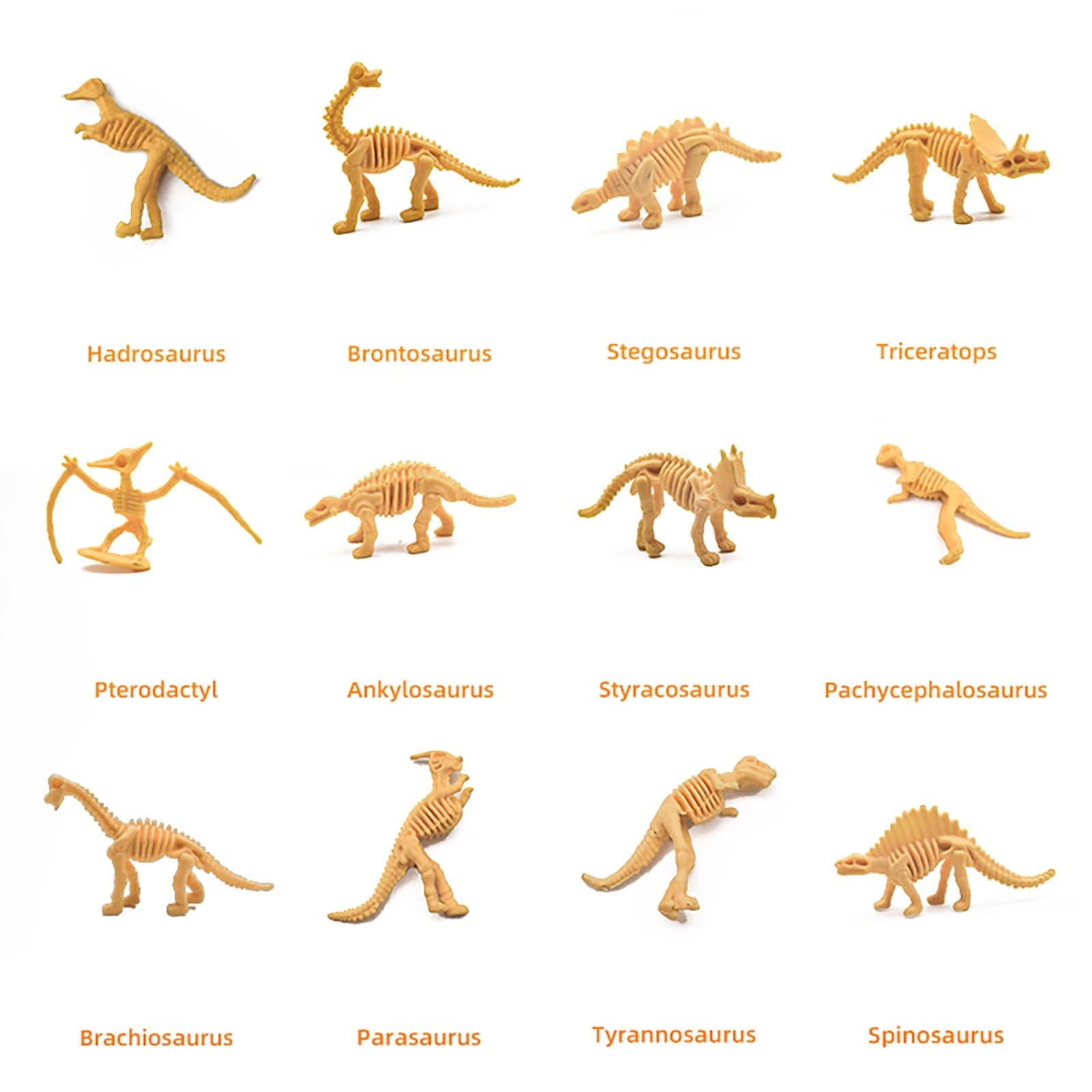 RUIG 12 Pcs Dinosaur Fossil Skeletons Figures - Mini Dinosaur Figurines for Toddler Kids - Dino Bones Cake Topper Party Favors, Ideal Gift for 3 4 5 6 Boys Girls