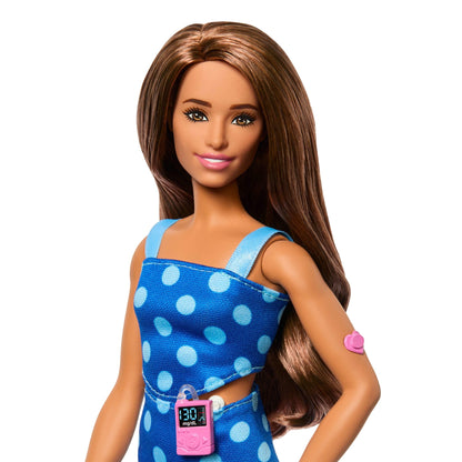 Barbie Fashionistas Doll #242 Barbie Doll with Type 1 Diabetes in Polka Dot Outfit with Accessories