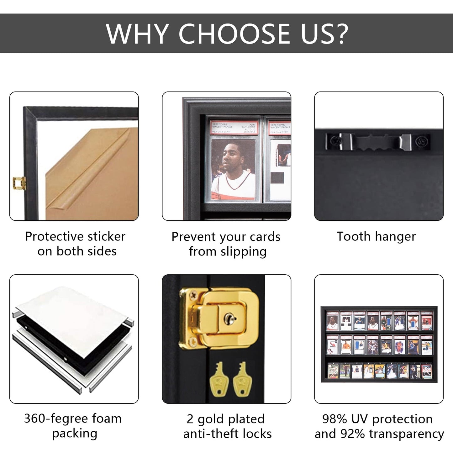 Wall Mount Display Case with UV Protection Acrylic Door, 22.1" H x 24.8" L x 2.1"