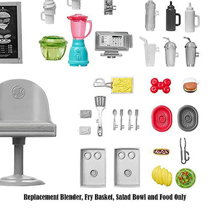 Replacement Parts for Fresh 'N Fun Food Truck Barbie Doll Playset - Gmw07 ~ Replacement Blender, Fry Basket, Salad Bowl And Food