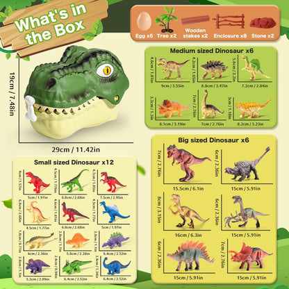 45PCS Dinosaur Toys for Kids 3-5, Realistic Jurassic Dinosaurs Figures with Eggs\u0026Trees\u0026Fence Playset to Create a Dino World,Educational Figures, Great Gift for Toddler Boys \u0026 Girl