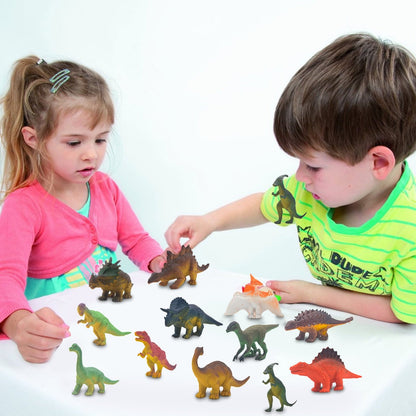 RUIG 12 Pcs Dinosaur Fossil Skeletons Figures - Mini Dinosaur Figurines for Toddler Kids - Dino Bones Cake Topper Party Favors, Ideal Gift for 3 4 5 6 Boys Girls
