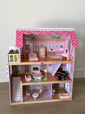 Delta Children Little Gem Dollhouse - Wooden 3-Story Dollhouse with 4 Rooms - Includes 16 Accessories - Fits 5-inch Dolls - Pretend Play Dream Gift for Ages 3+
