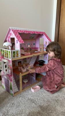 Delta Children Little Gem Dollhouse - Wooden 3-Story Dollhouse with 4 Rooms - Includes 16 Accessories - Fits 5-inch Dolls - Pretend Play Dream Gift for Ages 3+
