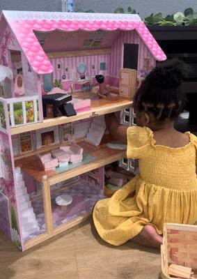 Delta Children Little Gem Dollhouse - Wooden 3-Story Dollhouse with 4 Rooms - Includes 16 Accessories - Fits 5-inch Dolls - Pretend Play Dream Gift for Ages 3+